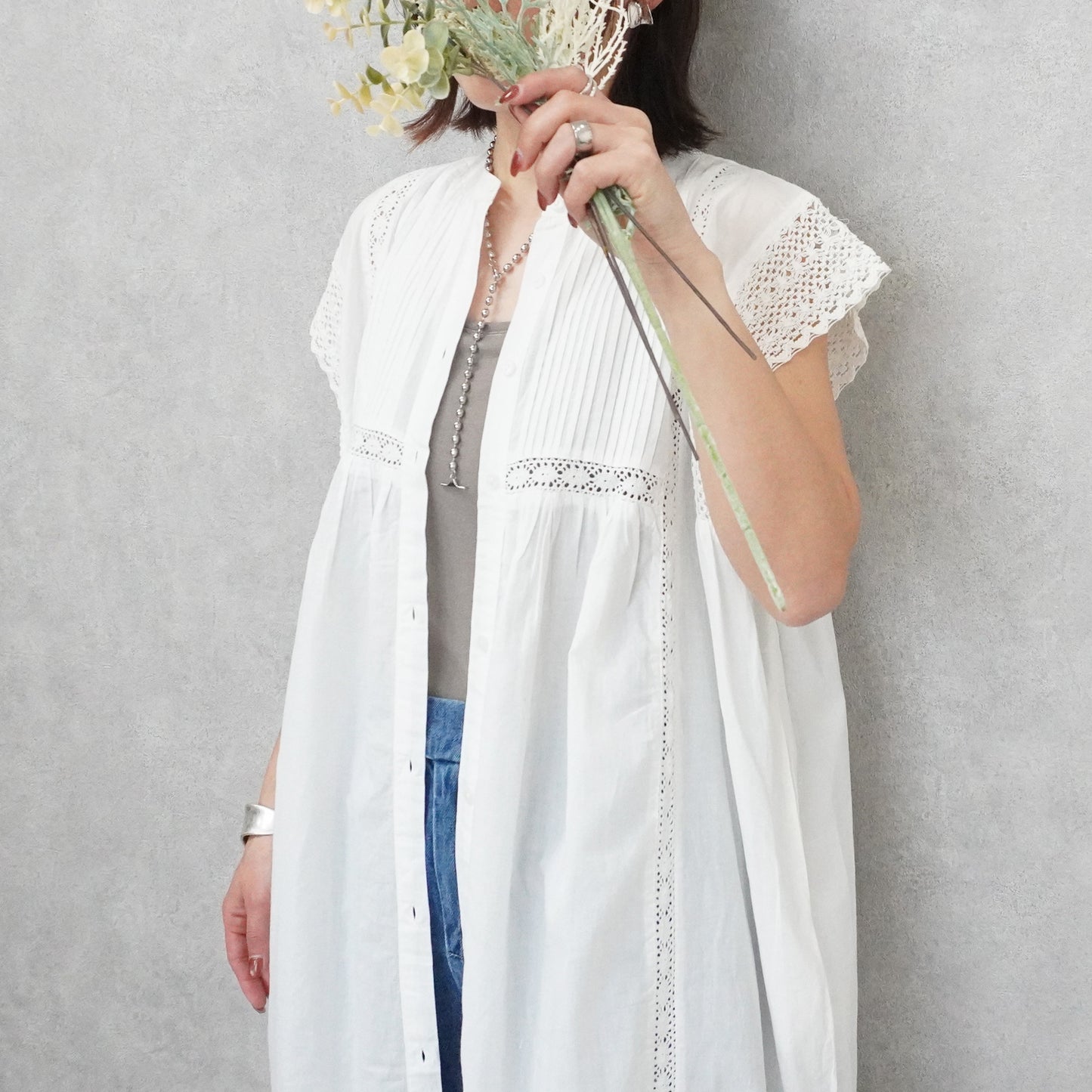 ピンタック袖レースワンピース【予約】