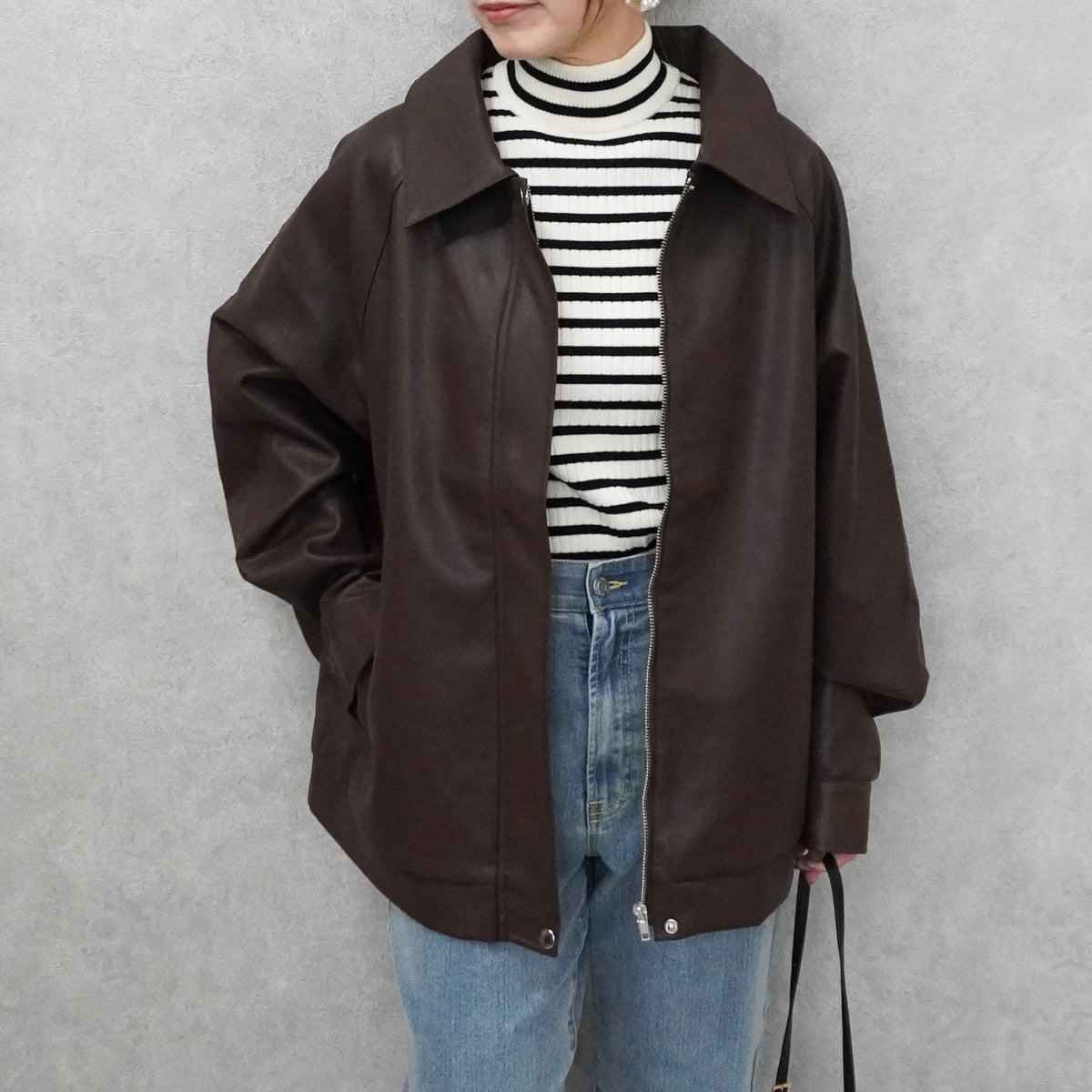 フェイクレザービッグブルゾン