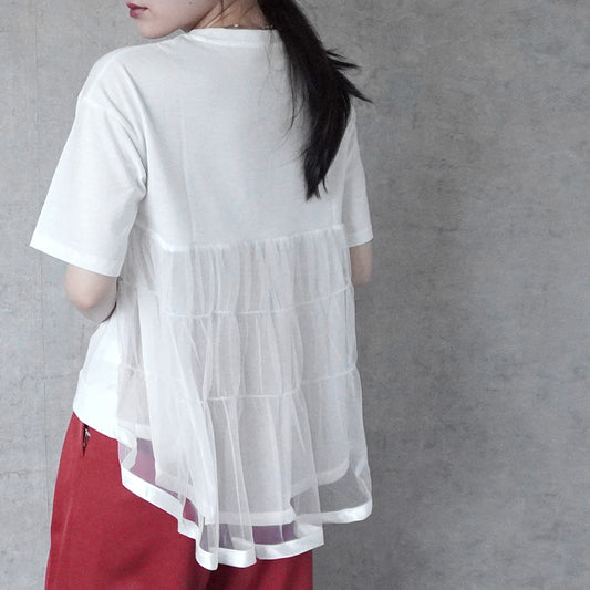 バックティアードチュールTシャツ
