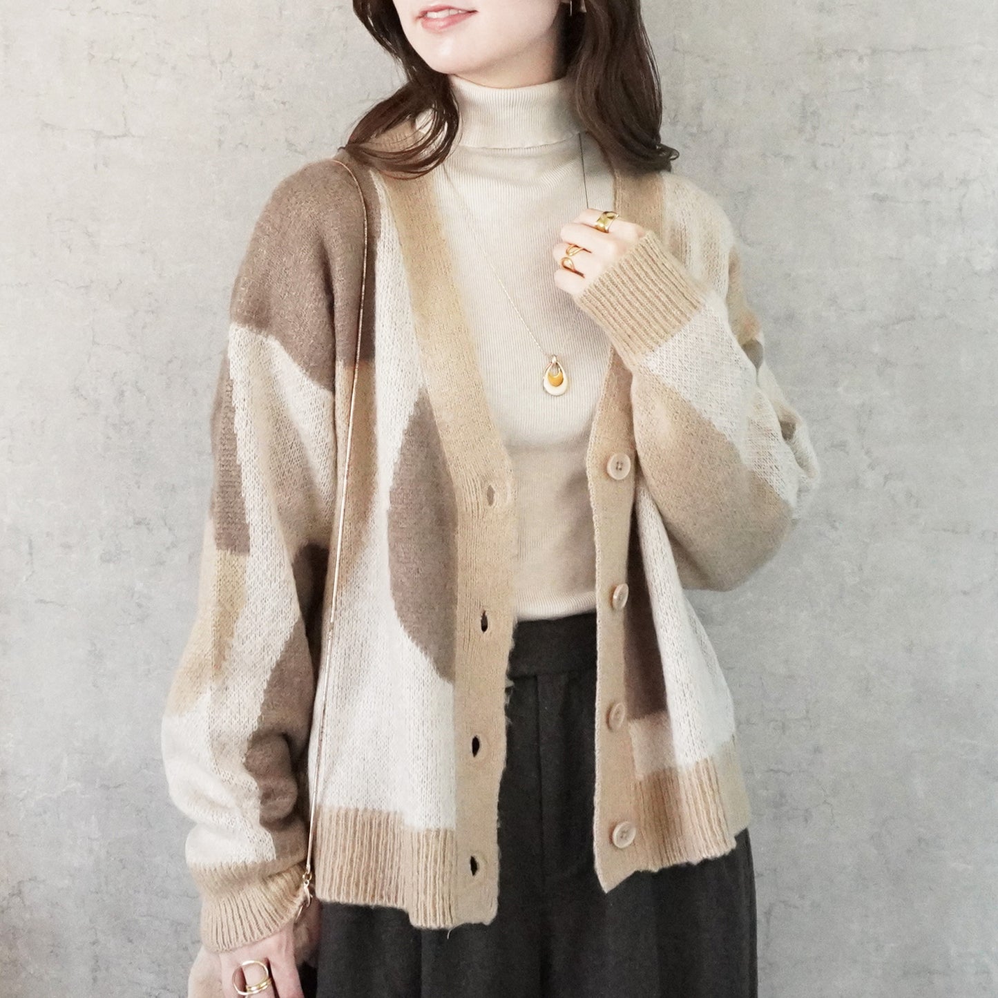 配色ニュアンス柄カーディガン