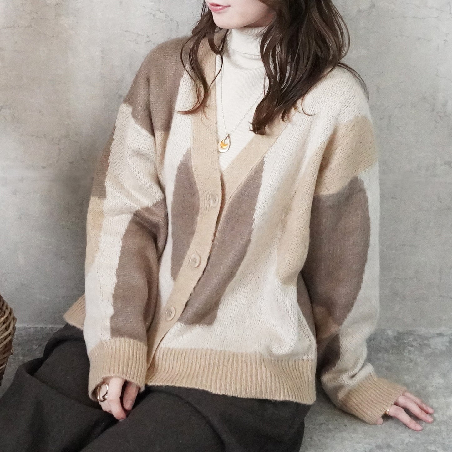 配色ニュアンス柄カーディガン