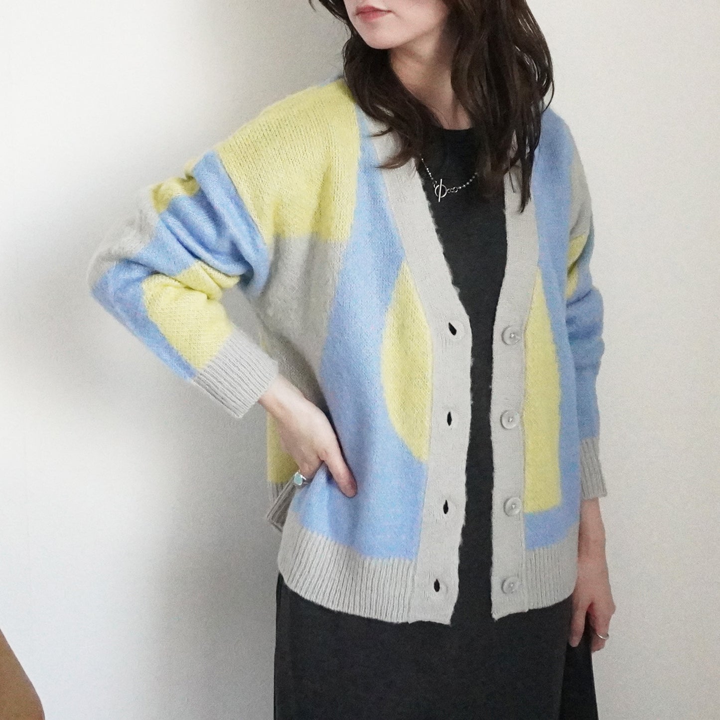 配色ニュアンス柄カーディガン