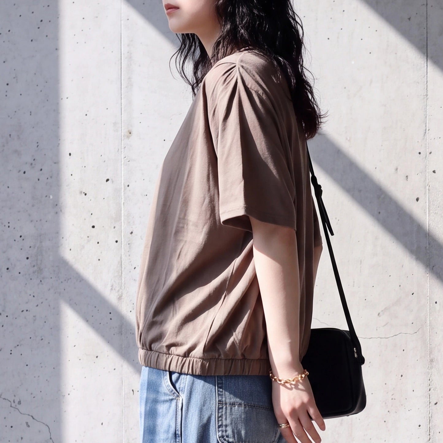 天竺裾ゴム入りドルマンTシャツ
