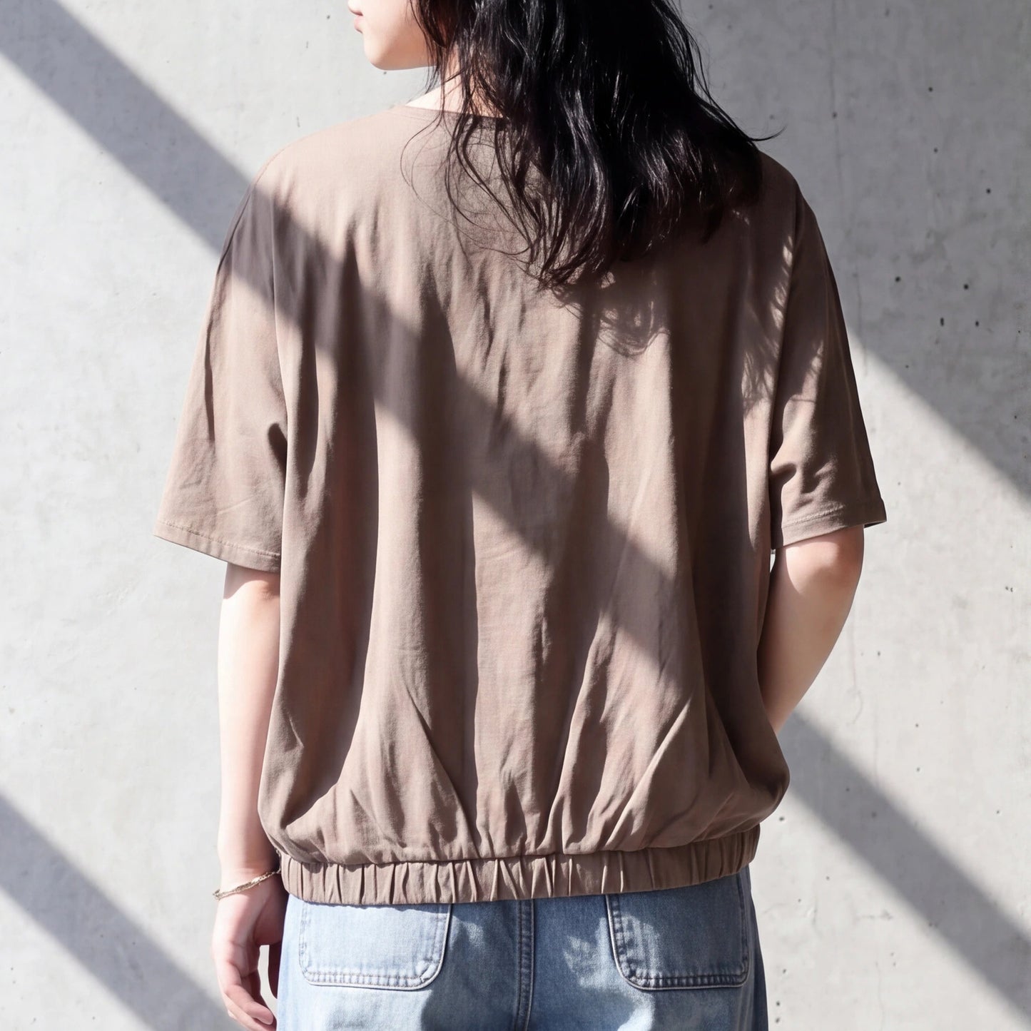 天竺裾ゴム入りドルマンTシャツ