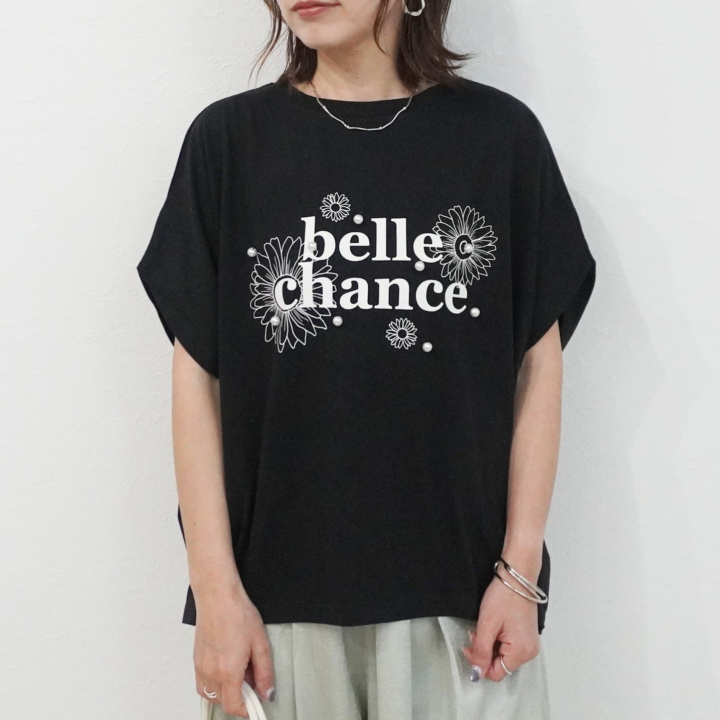 パールプリントTシャツ