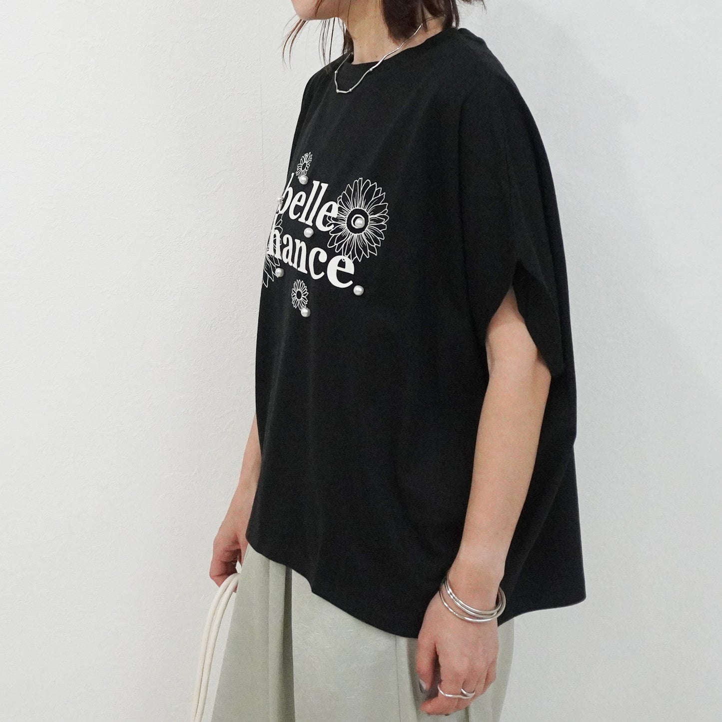 パールプリントTシャツ