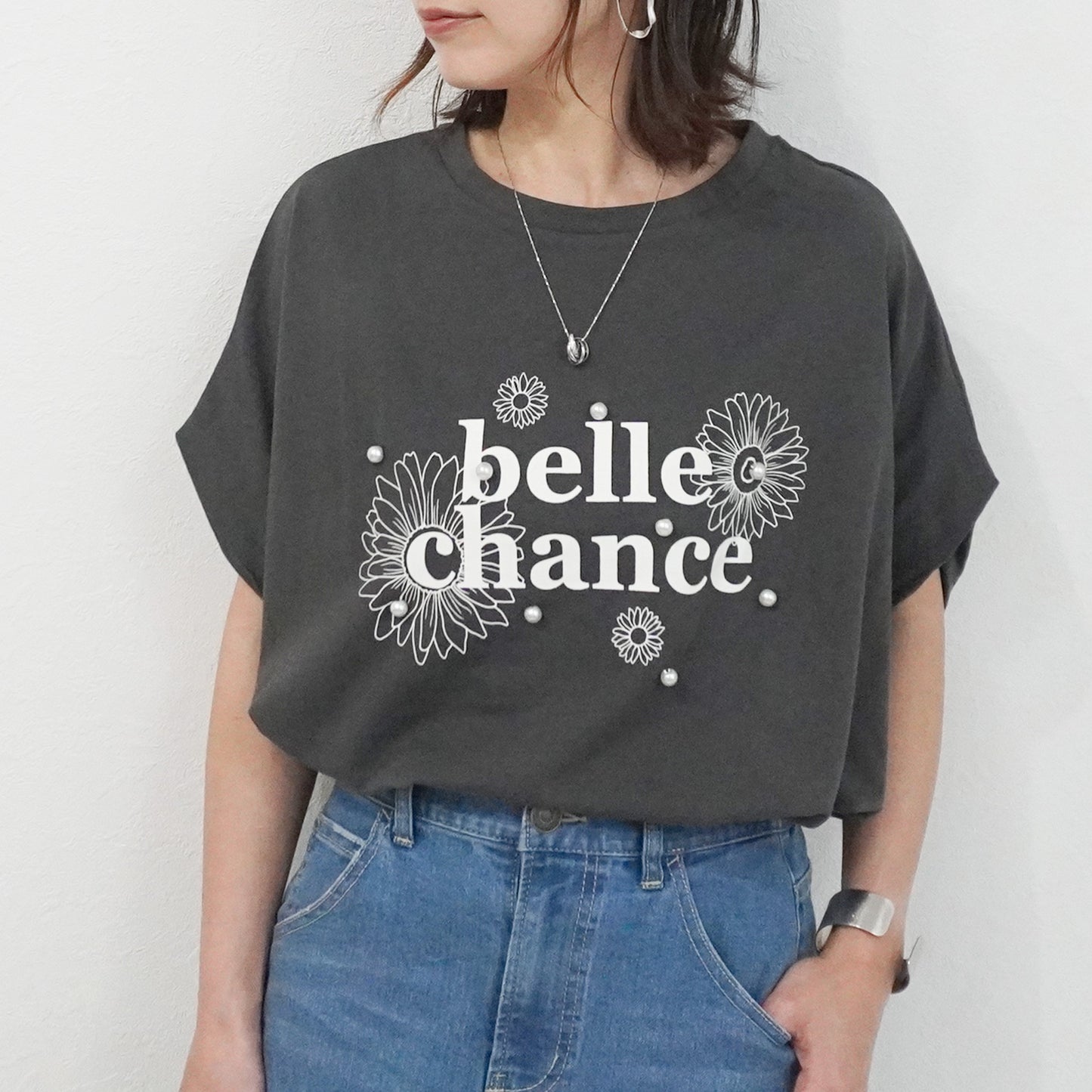 パールプリントTシャツ
