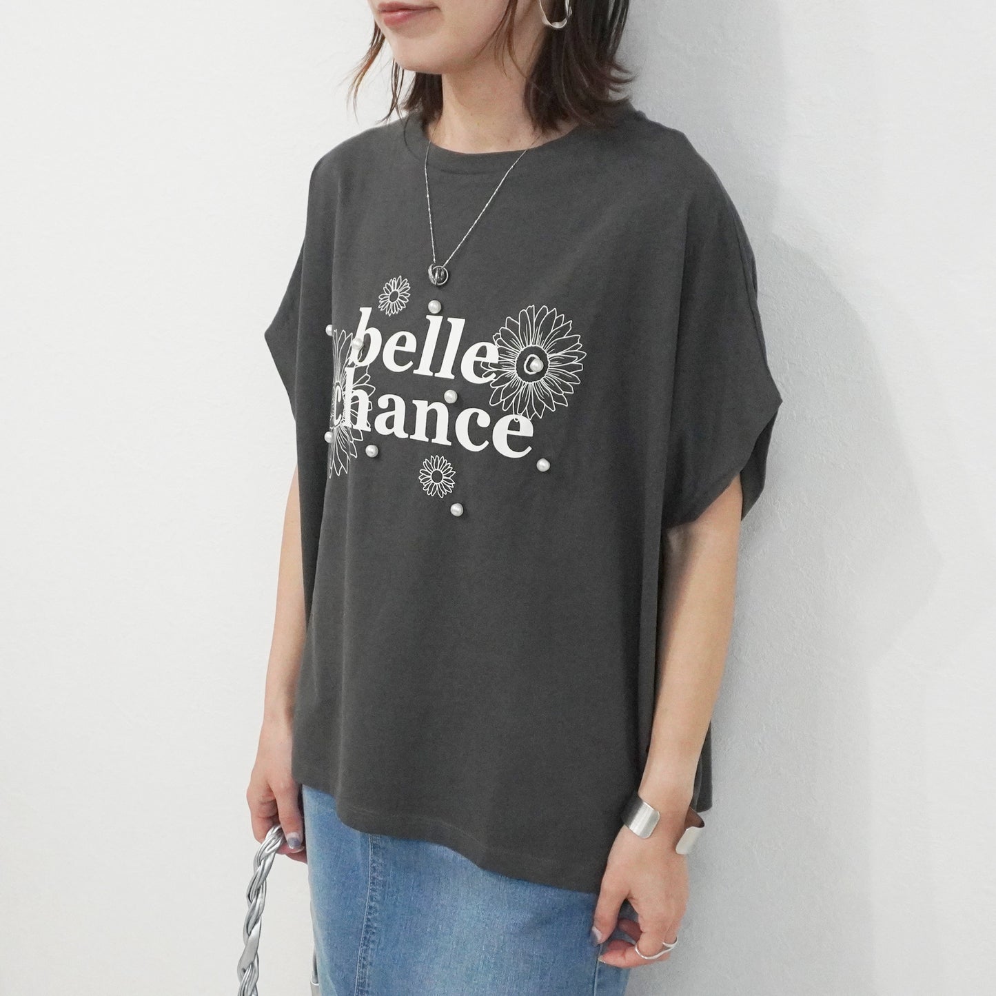 パールプリントTシャツ
