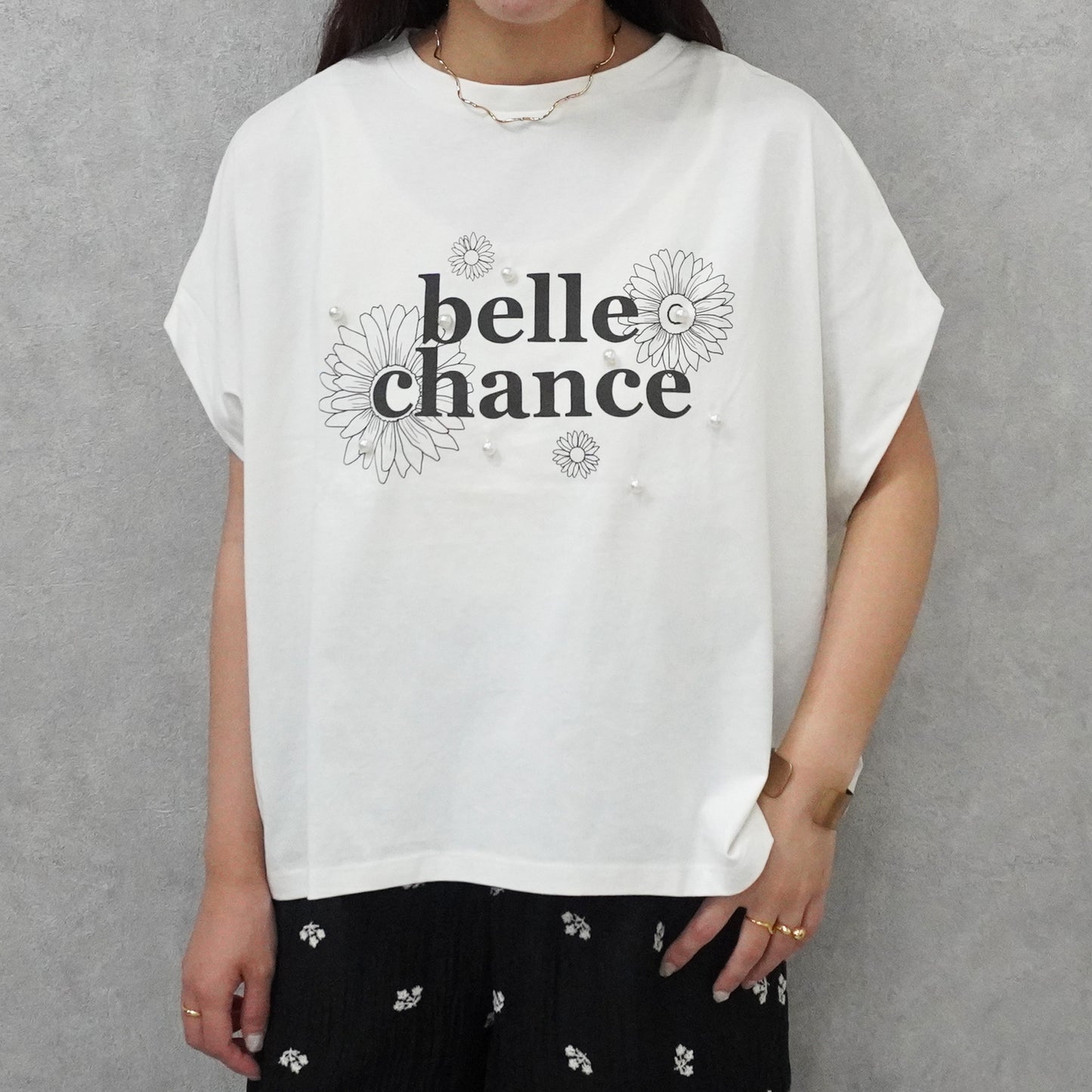 パールプリントTシャツ