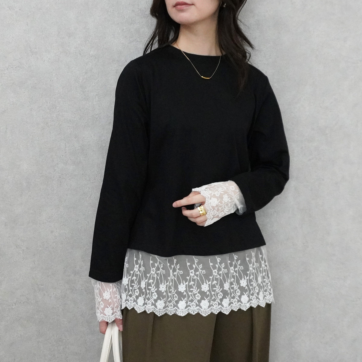 シアーレースドッキングTシャツ