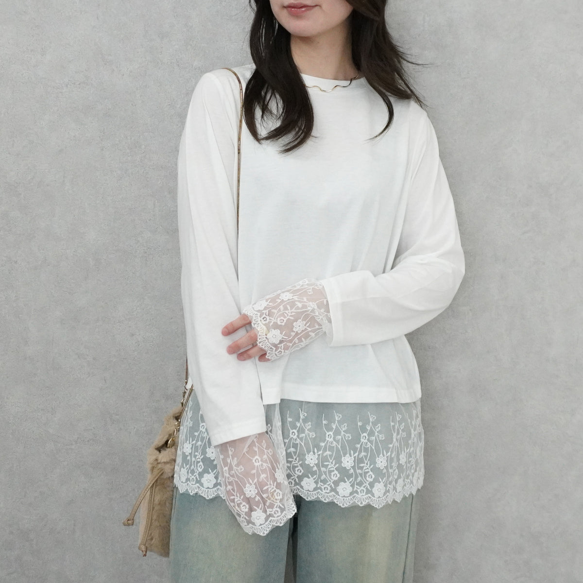 シアーレースドッキングTシャツ