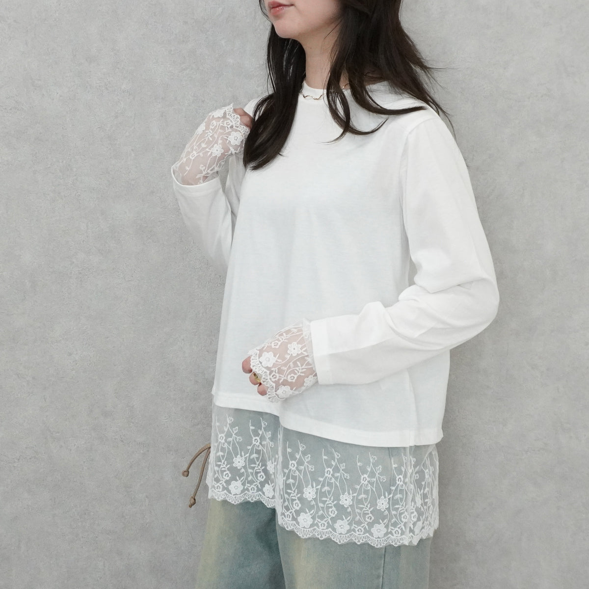 シアーレースドッキングTシャツ