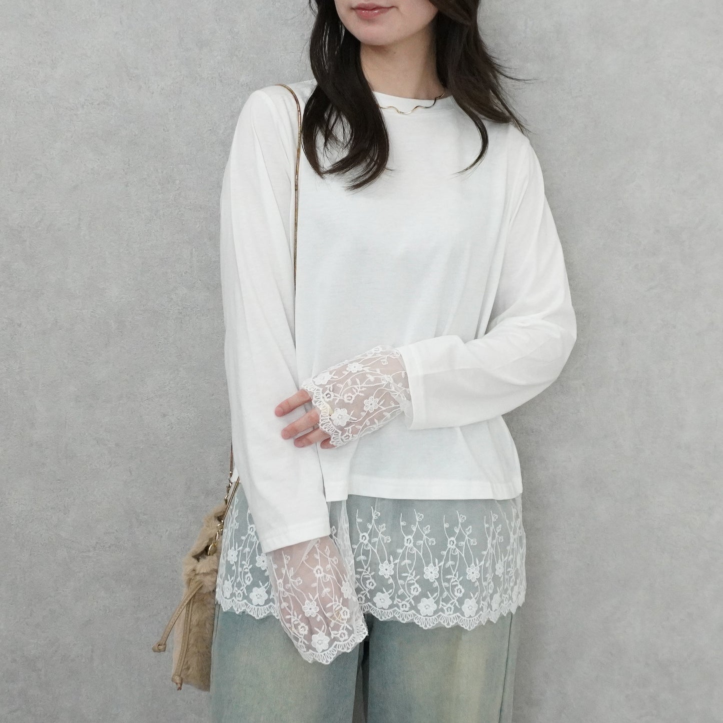 シアーレースドッキングTシャツ