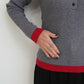 配色リブニットプルオーバー