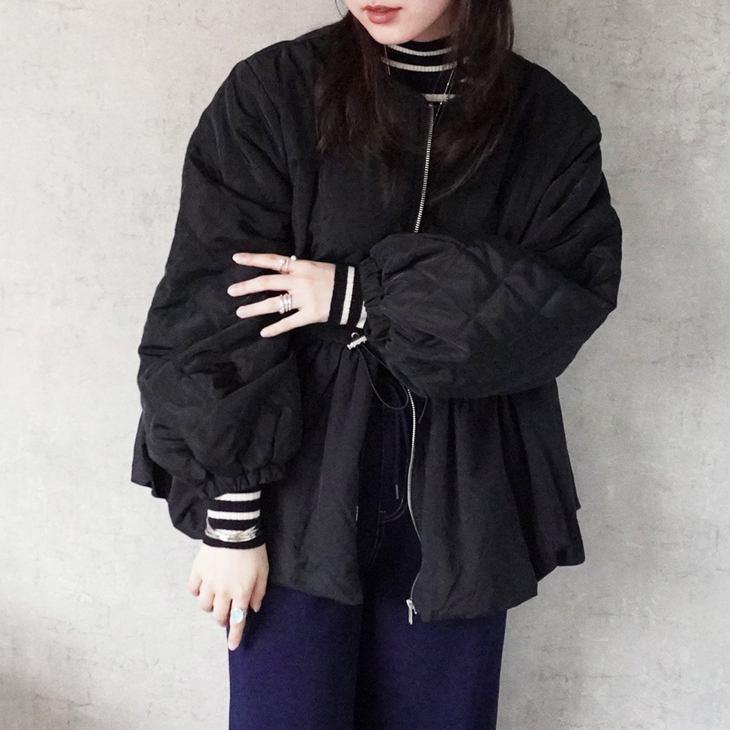 キルティングペプラムジャケット