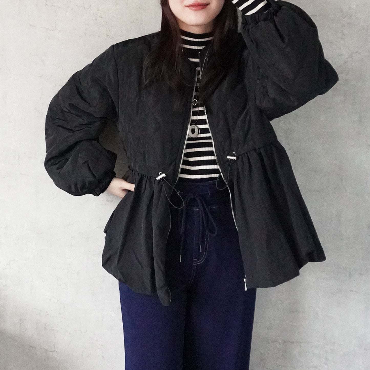 キルティングペプラムジャケット