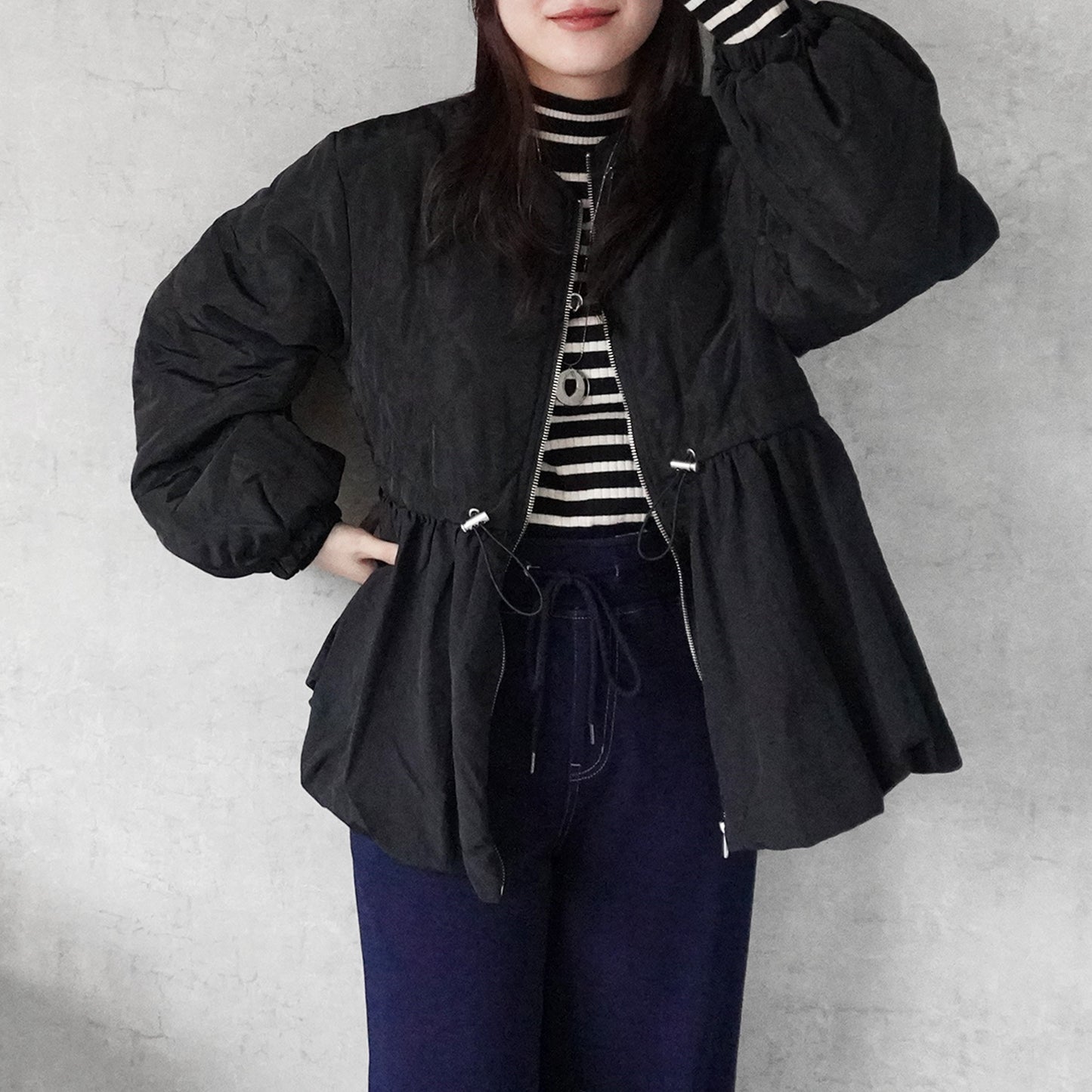 キルティングペプラムジャケット