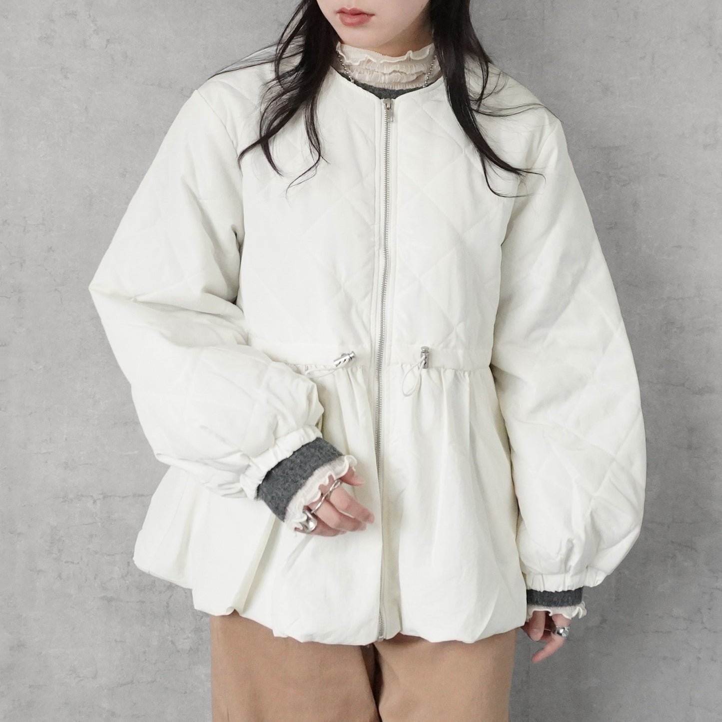 キルティングペプラムジャケット