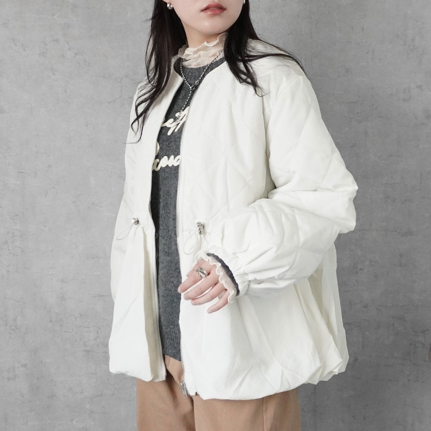 キルティングペプラムジャケット