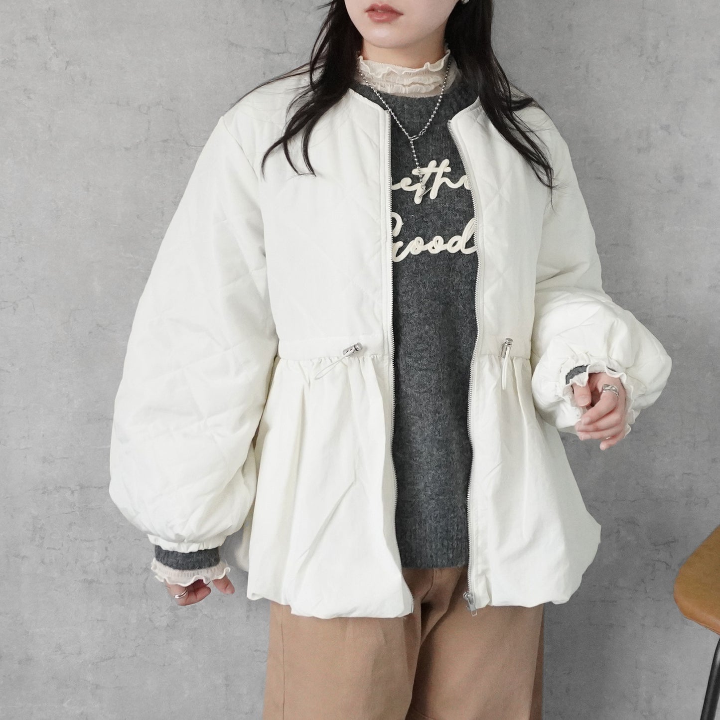 キルティングペプラムジャケット