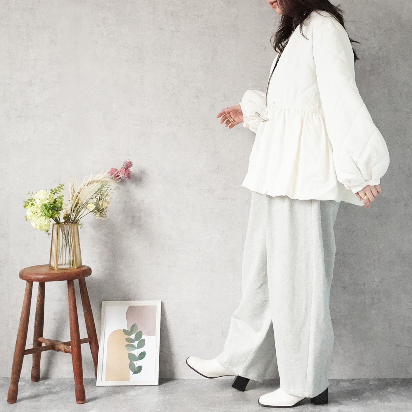 キルティングペプラムジャケット