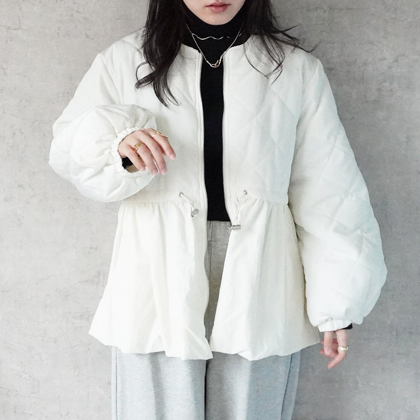 キルティングペプラムジャケット