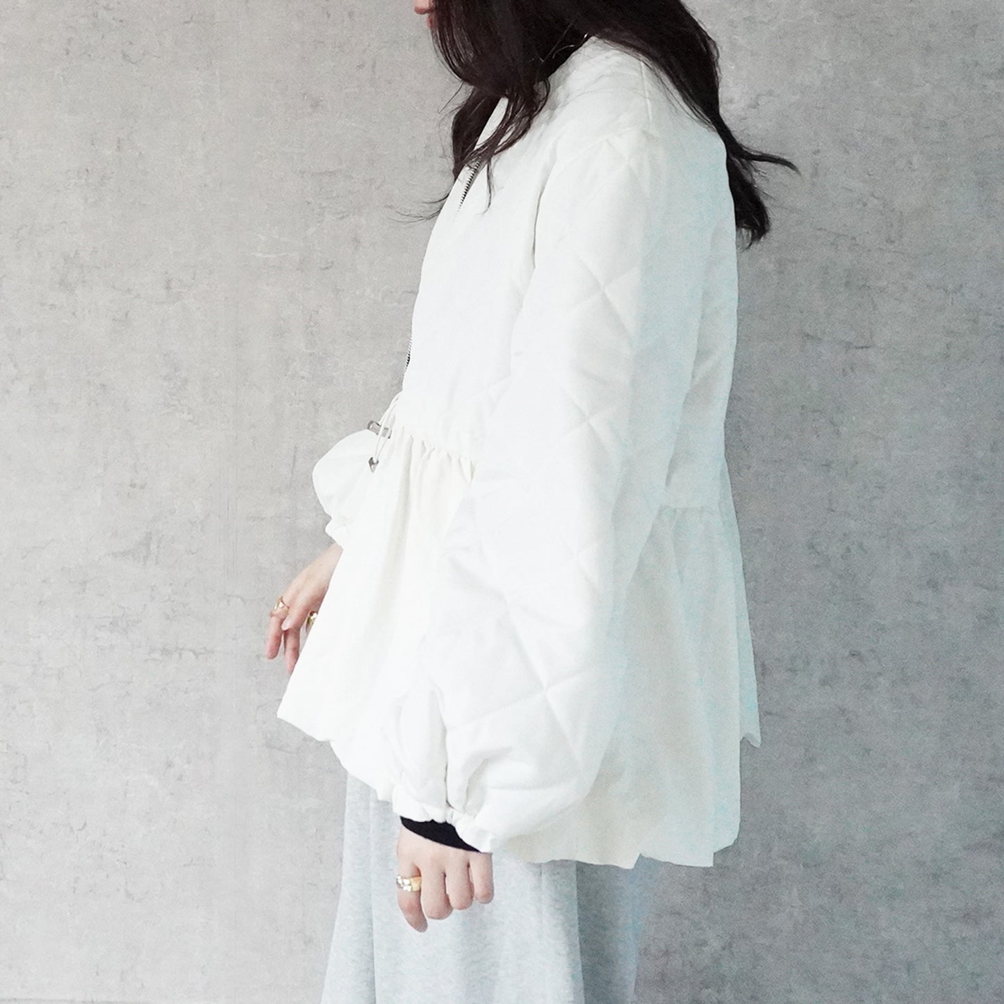 キルティングペプラムジャケット