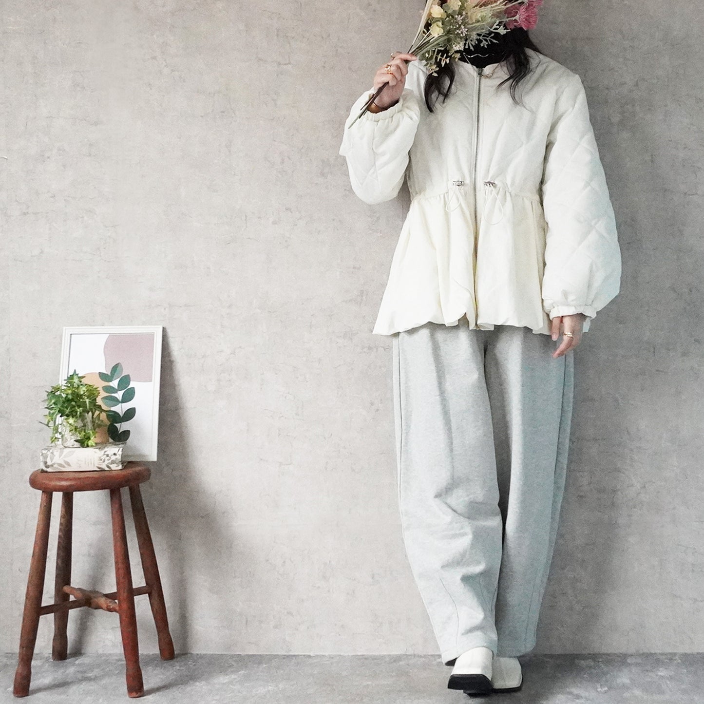 キルティングペプラムジャケット