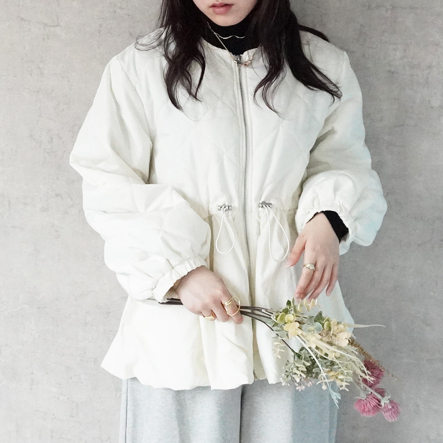 キルティングペプラムジャケット