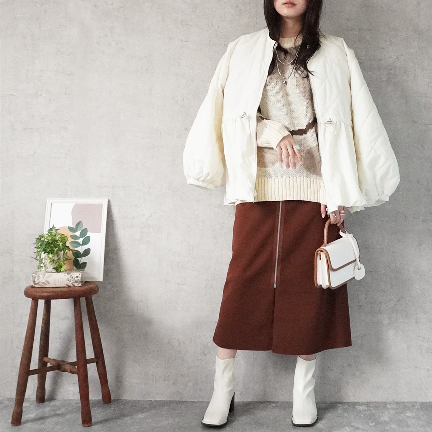 キルティングペプラムジャケット