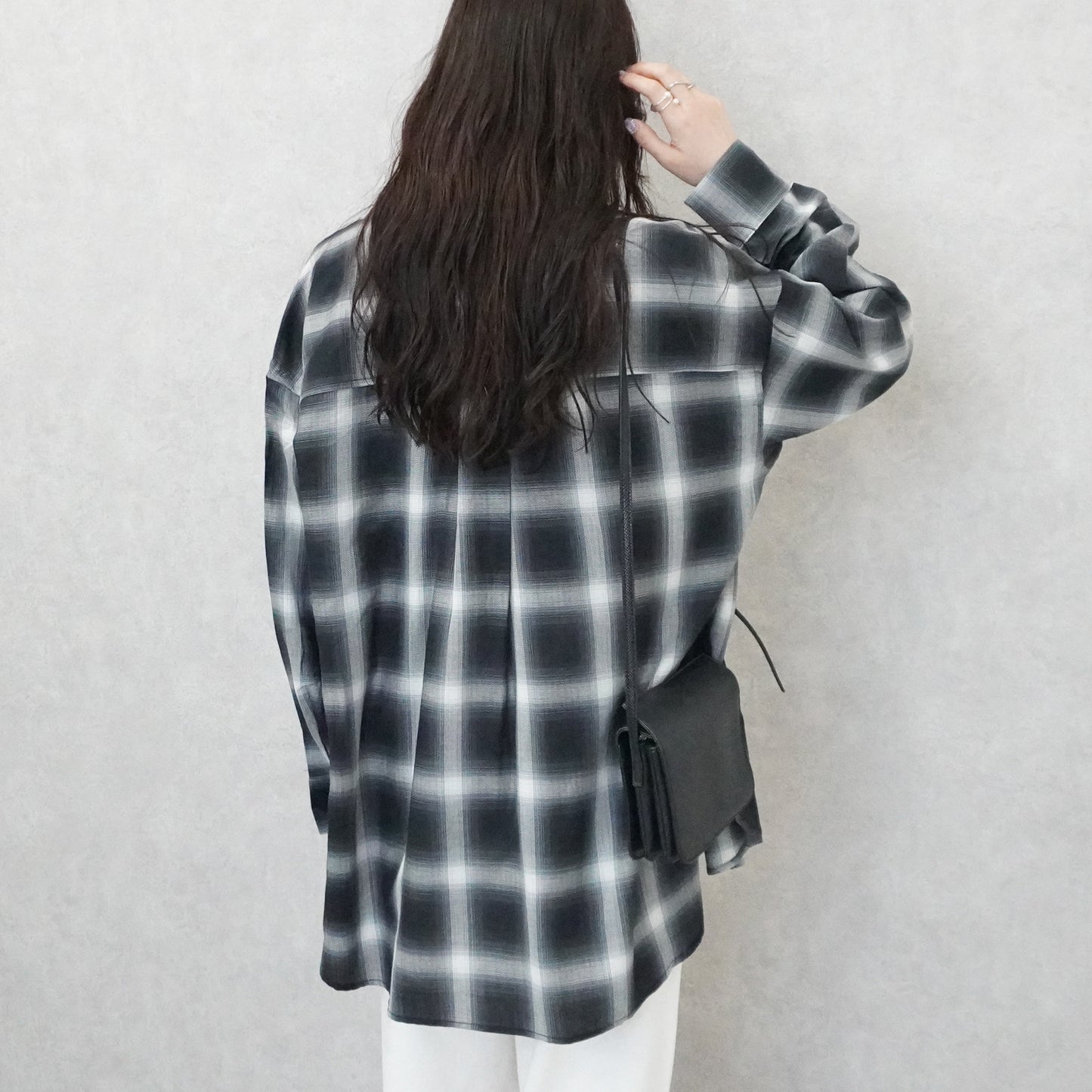 綿シアーオンブレビッグチェックシャツ