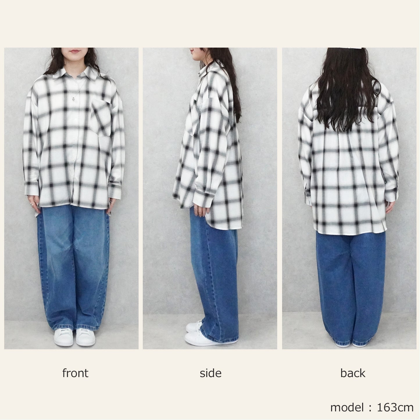 綿シアーオンブレビッグチェックシャツ