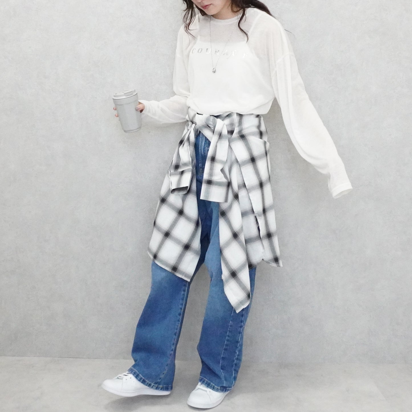 綿シアーオンブレビッグチェックシャツ