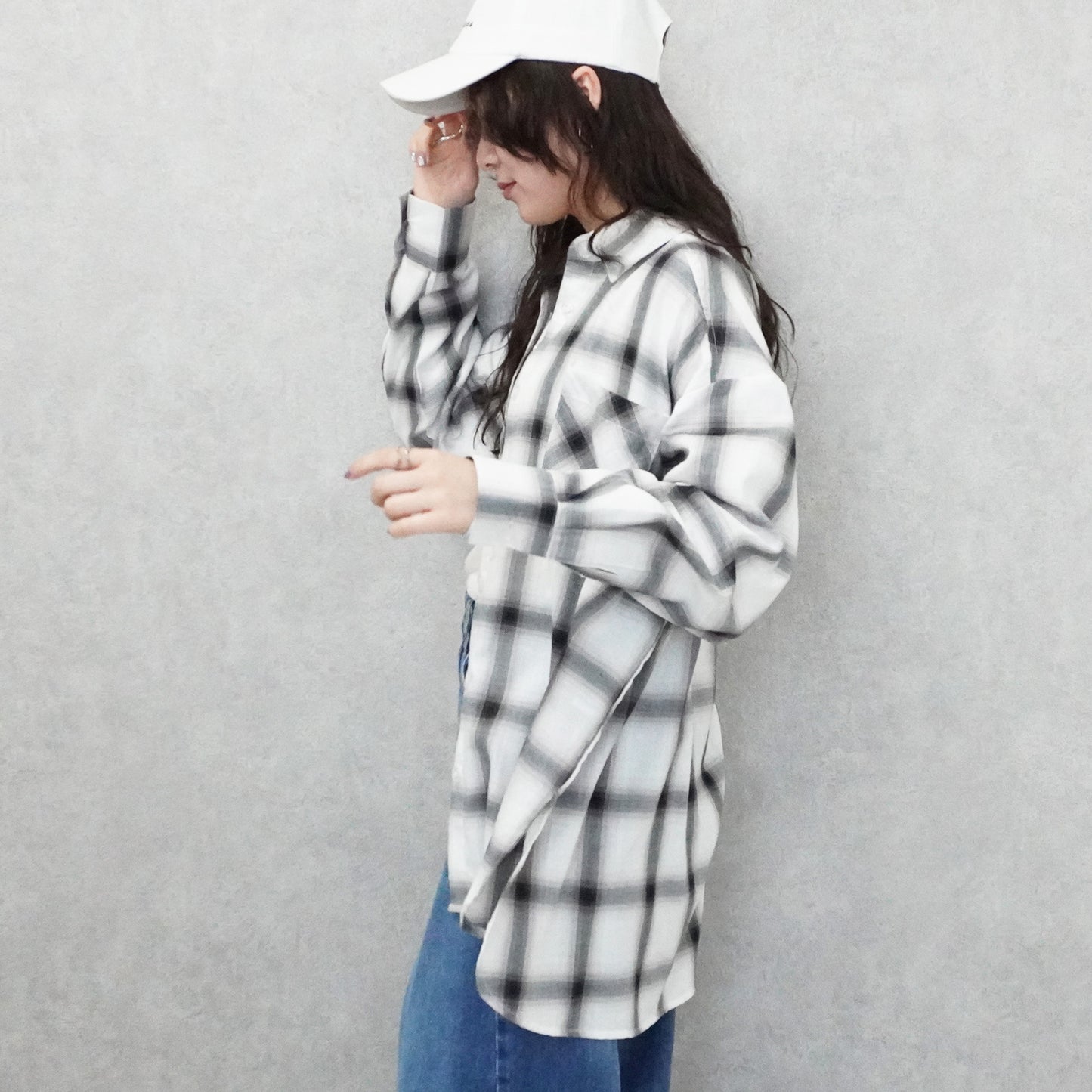 綿シアーオンブレビッグチェックシャツ