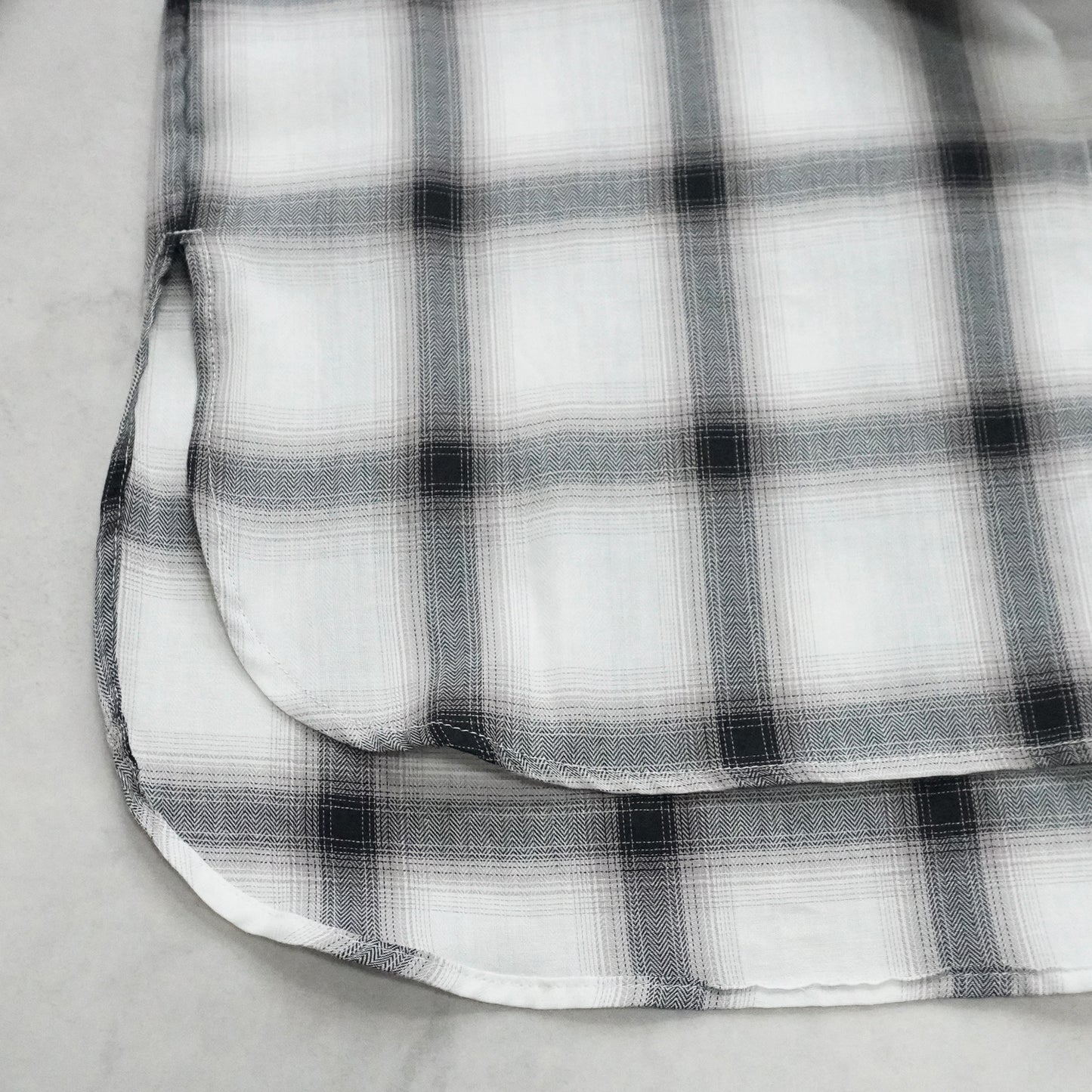 綿シアーオンブレビッグチェックシャツ