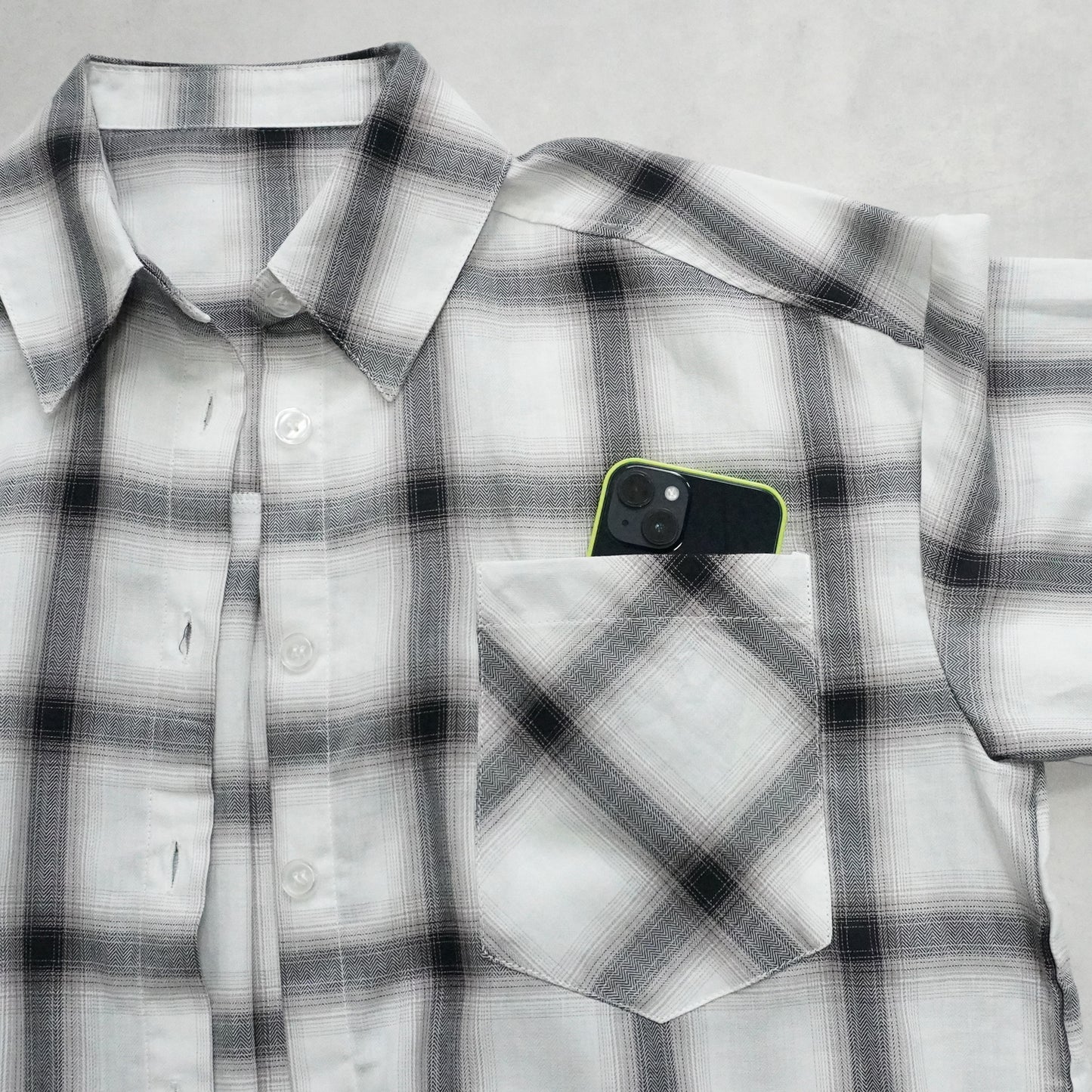 綿シアーオンブレビッグチェックシャツ