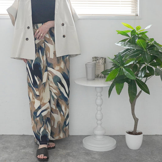 多色プリントワイドパンツ