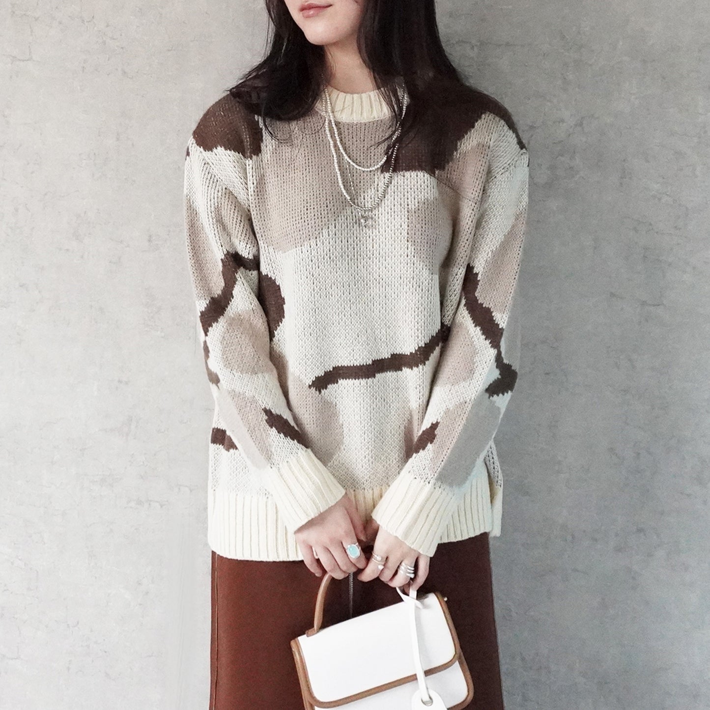 マーブル模様ニュアンスニット