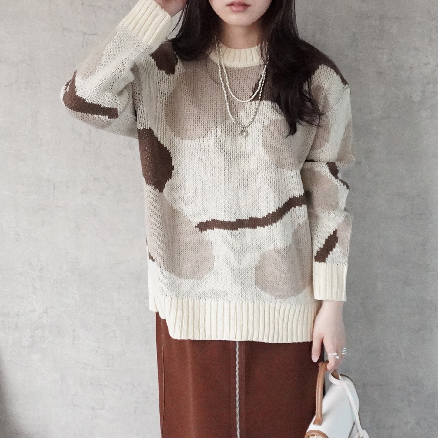 マーブル模様ニュアンスニット