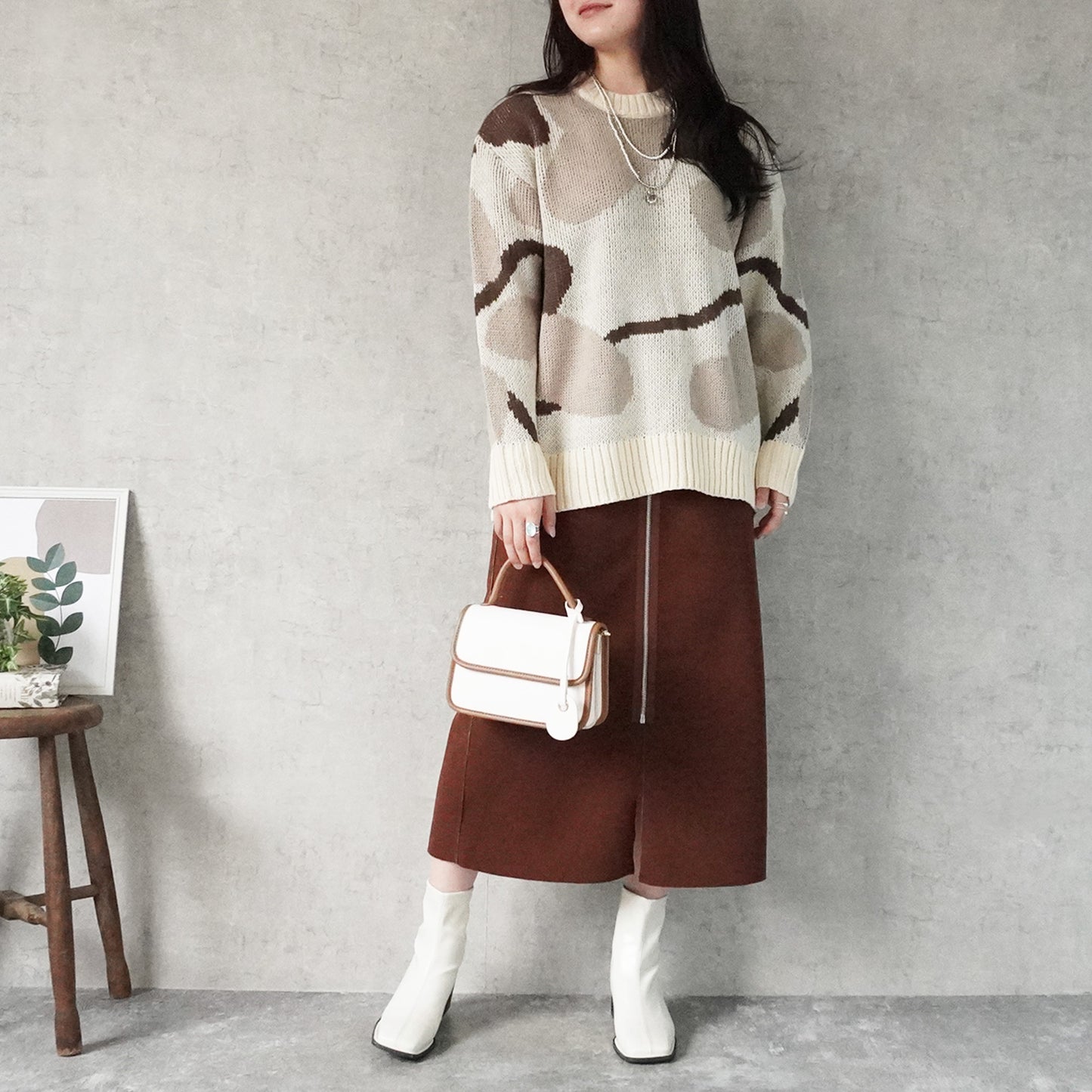 マーブル模様ニュアンスニット