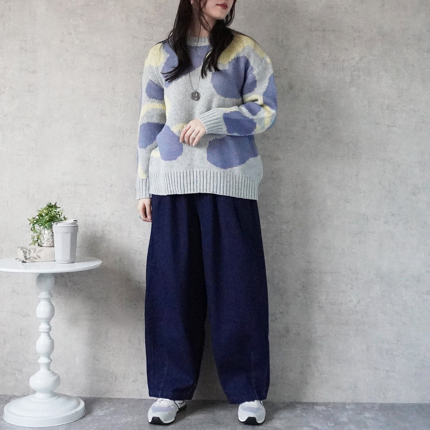 マーブル模様ニュアンスニット