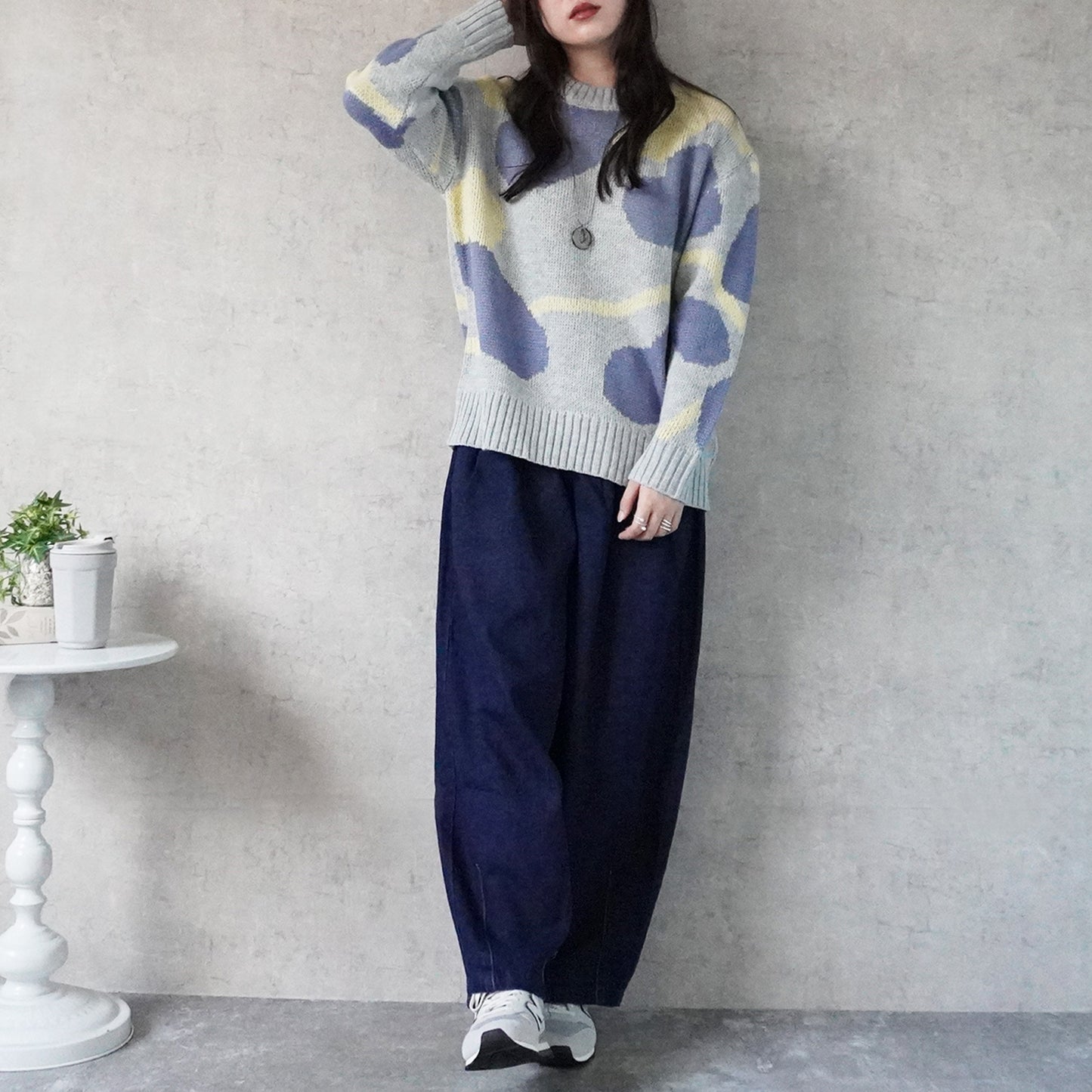 マーブル模様ニュアンスニット