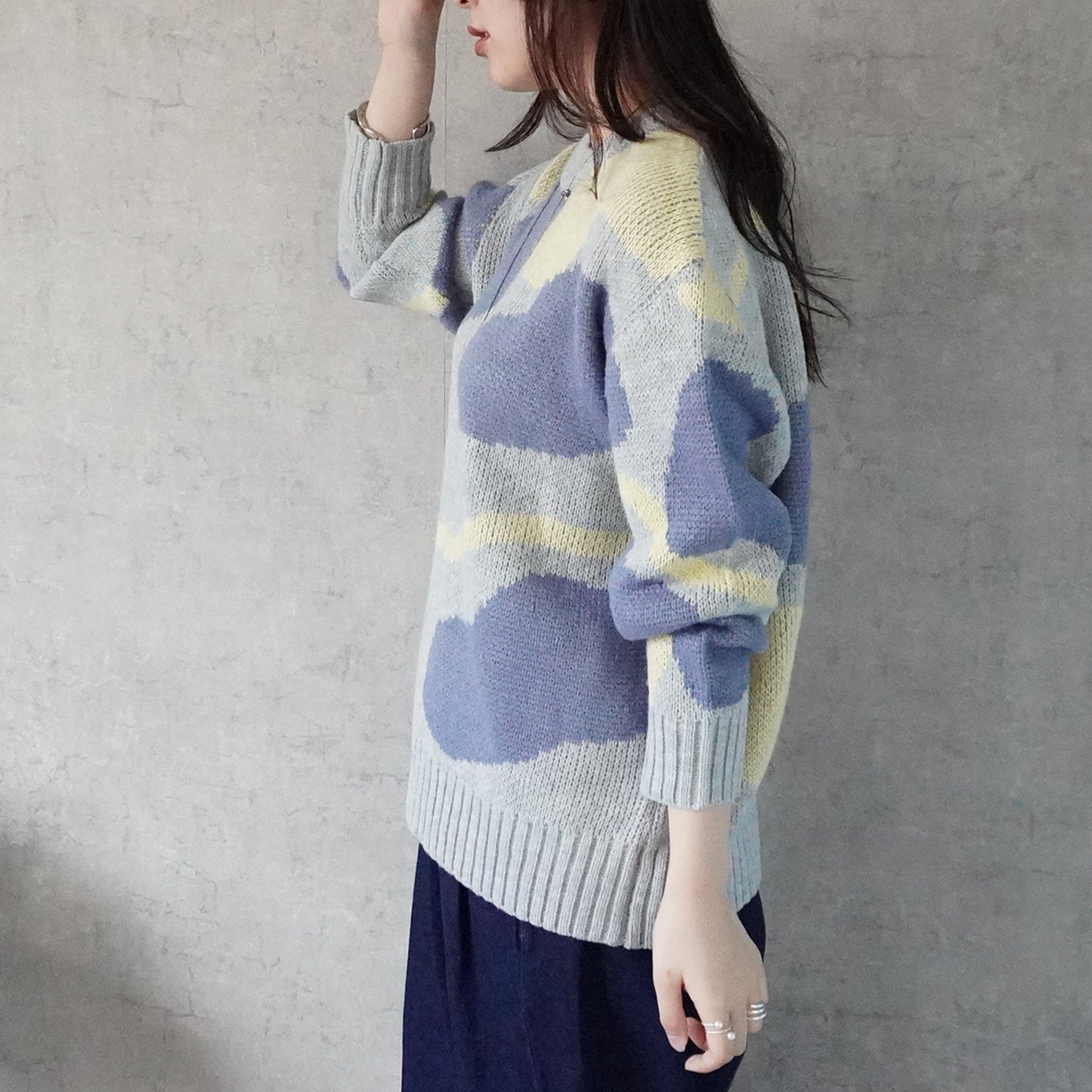 マーブル模様ニュアンスニット
