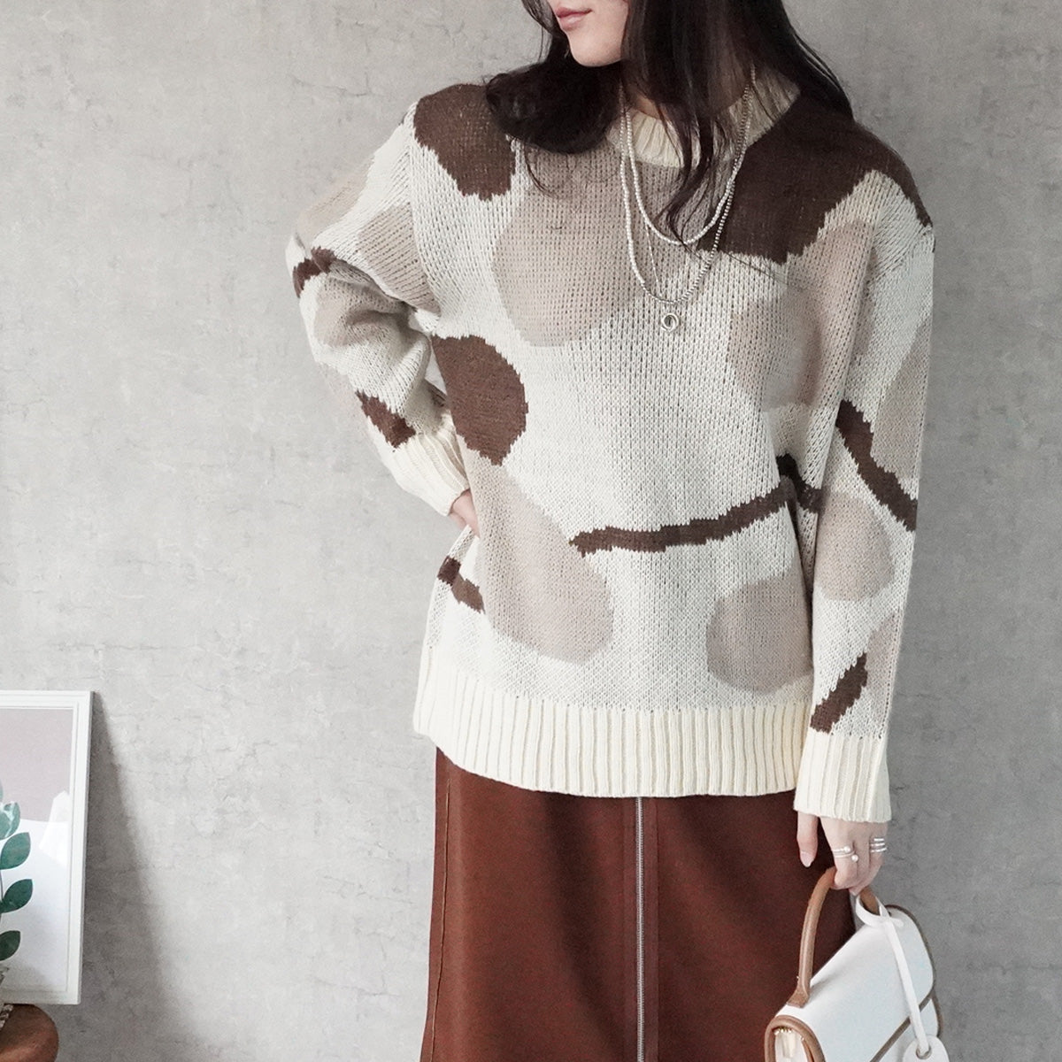 マーブル模様ニュアンスニット