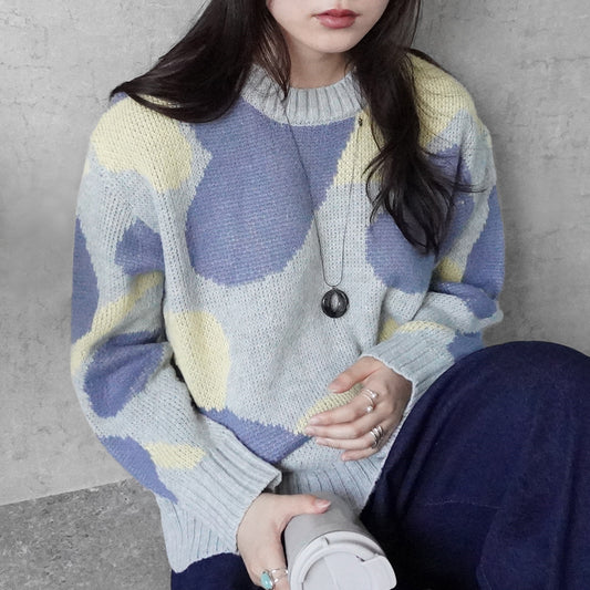 マーブル模様ニュアンスニット