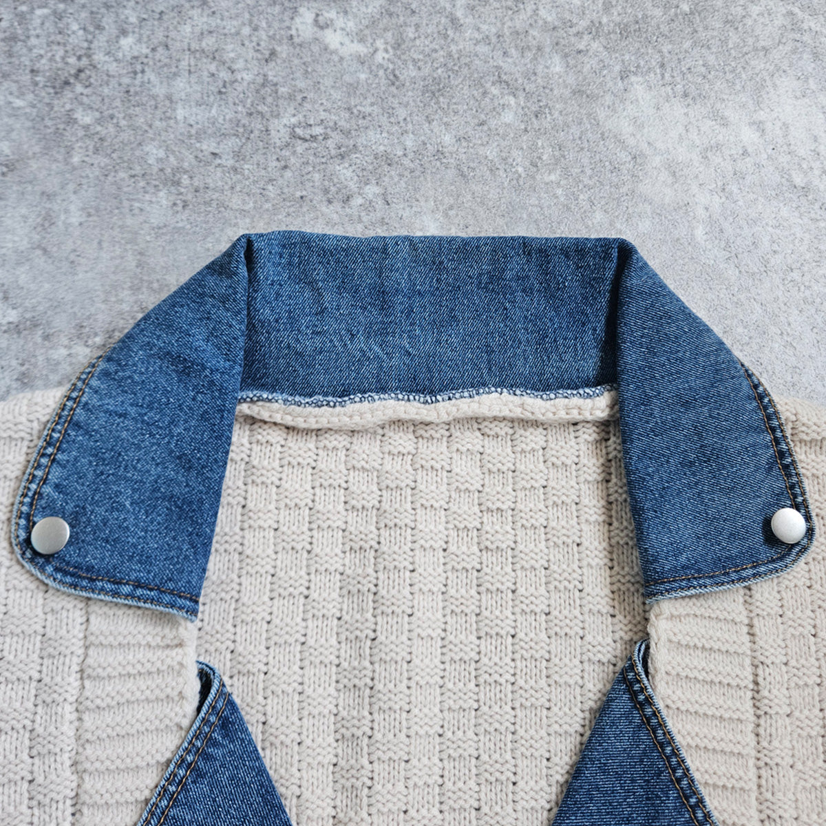 デニム切替ニットジャケット