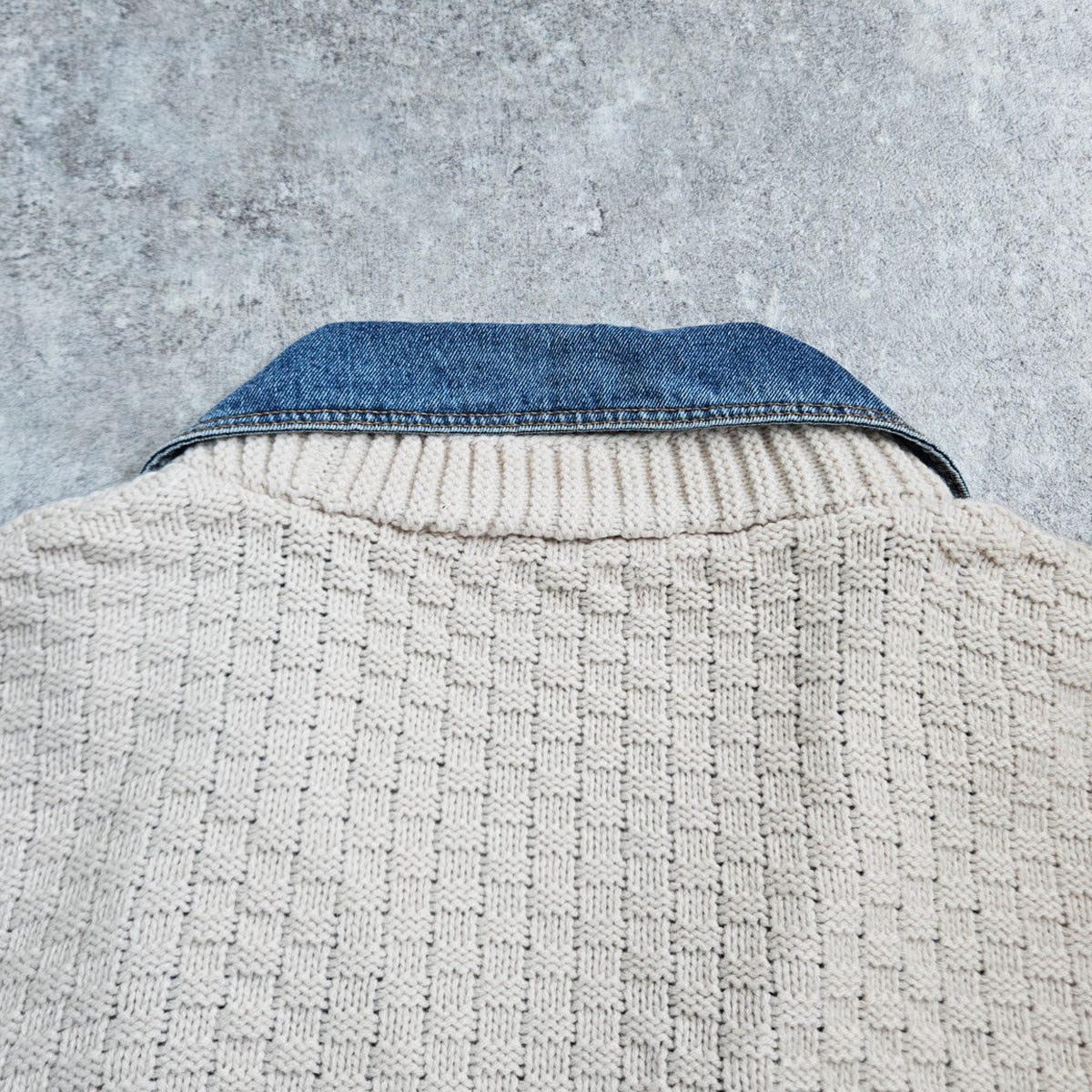 デニム切替ニットジャケット