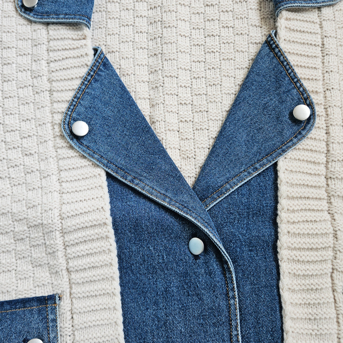 デニム切替ニットジャケット