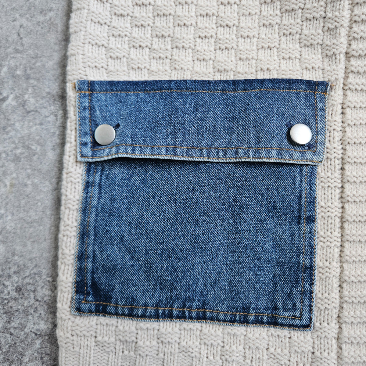 デニム切替ニットジャケット