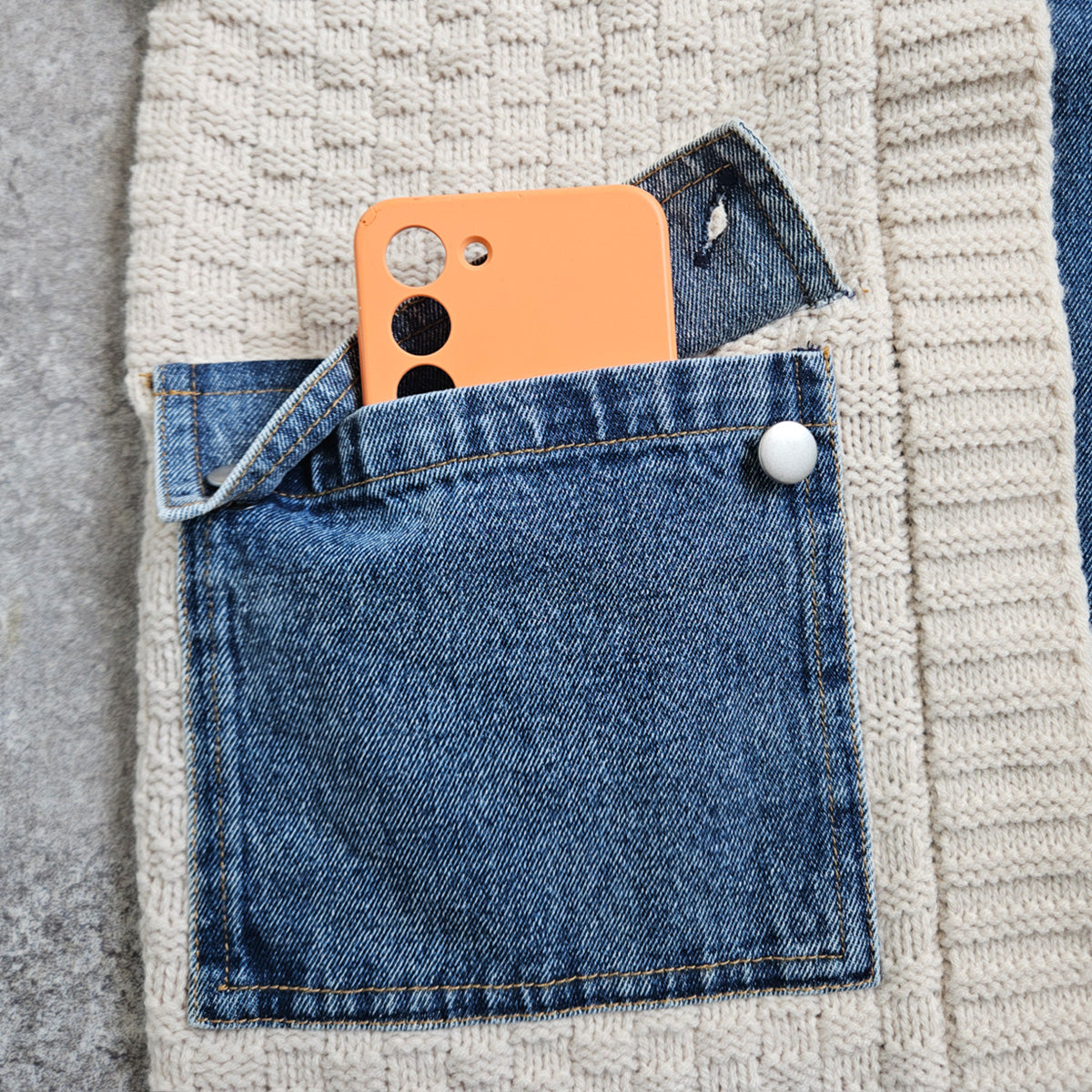 デニム切替ニットジャケット